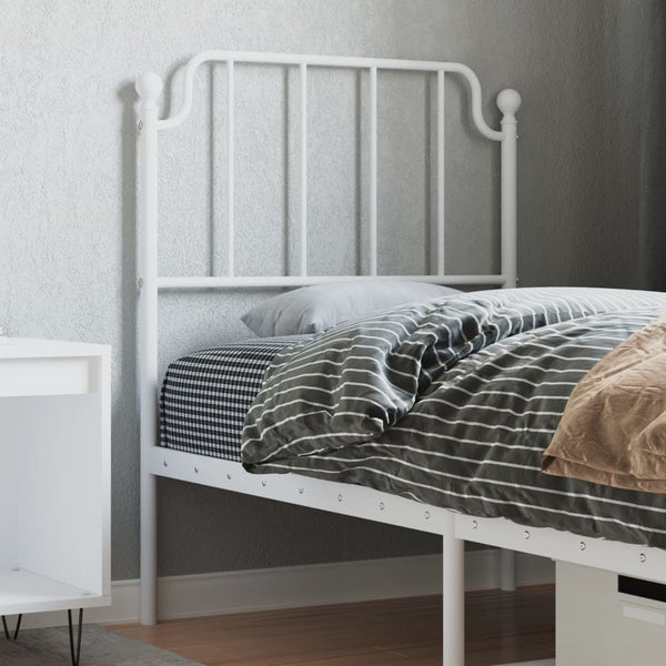 Metallinen sängynpääty valkoinen 80 cm