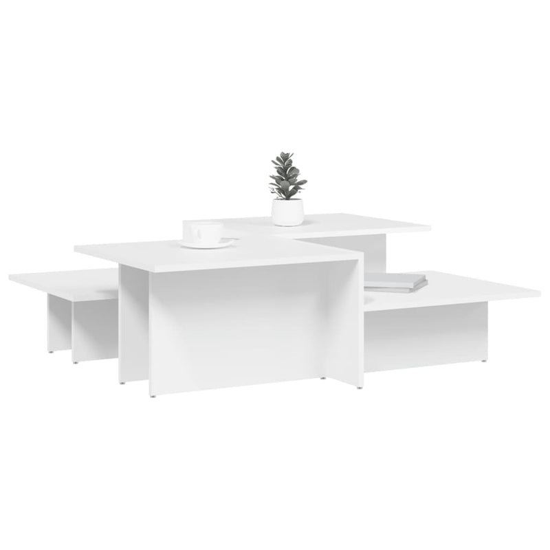Sohvapöydät 2 kpl valkoinen tekninen puu
