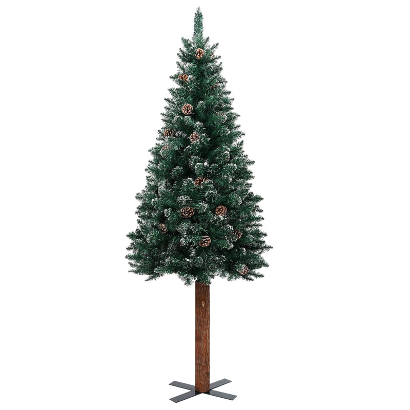 Kapea joulukuusi aidolla puulla ja lumella vihreä 210 cm - KIWAHome.com