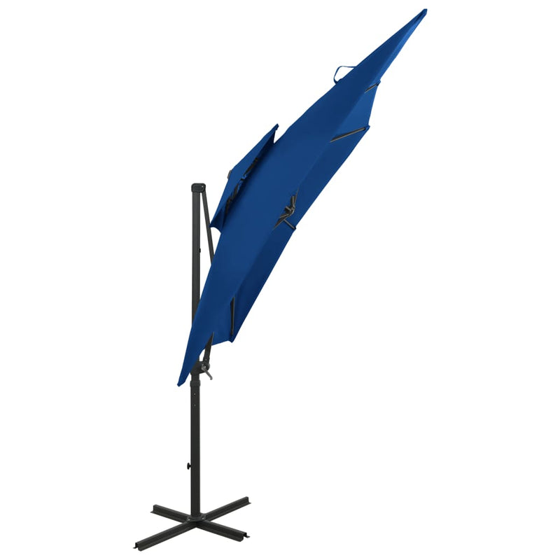 Riippuva aurinkovarjo tuplakatolla 250x250 cm taivaansininen - KIWAHome.com