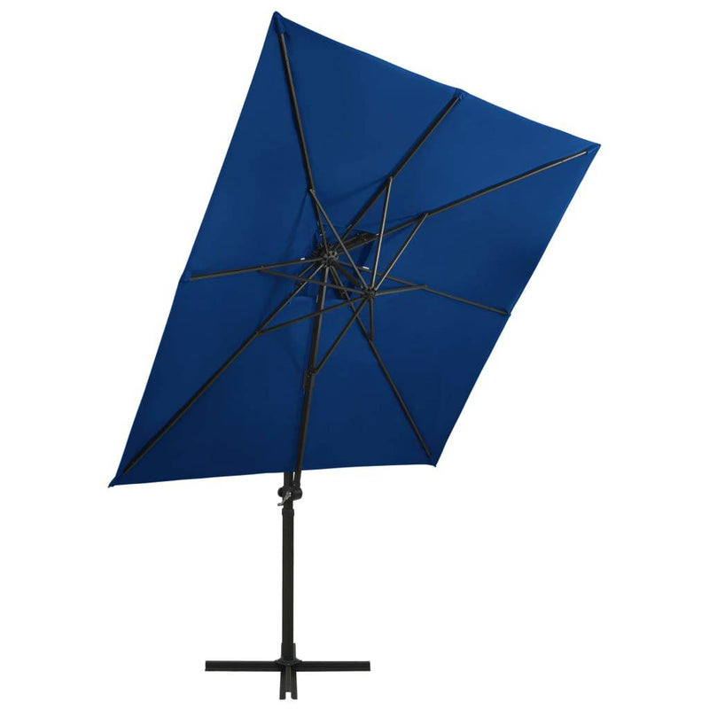 Riippuva aurinkovarjo tuplakatolla 250x250 cm taivaansininen - KIWAHome.com