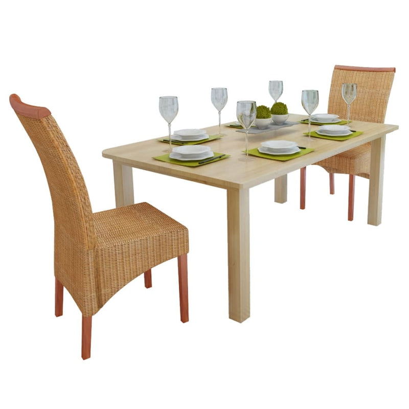Ruokapöydän tuolit 2 kpl ruskea luonnollinen rottinki - KIWAHome.com