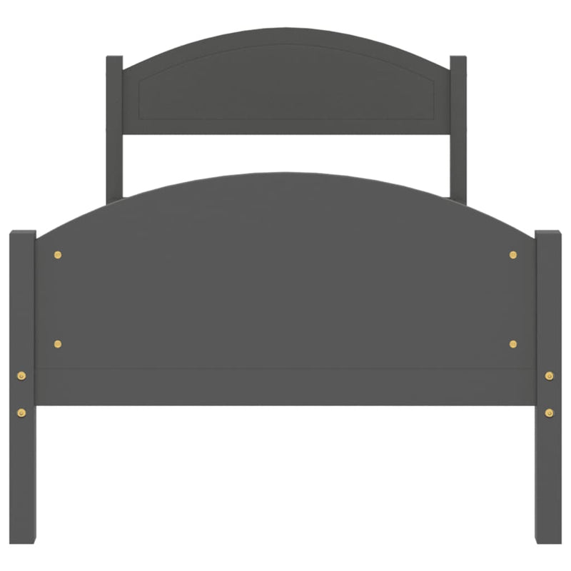 Sängynrunko tummanharmaa täysi mänty 90x200 cm - KIWAHome.com