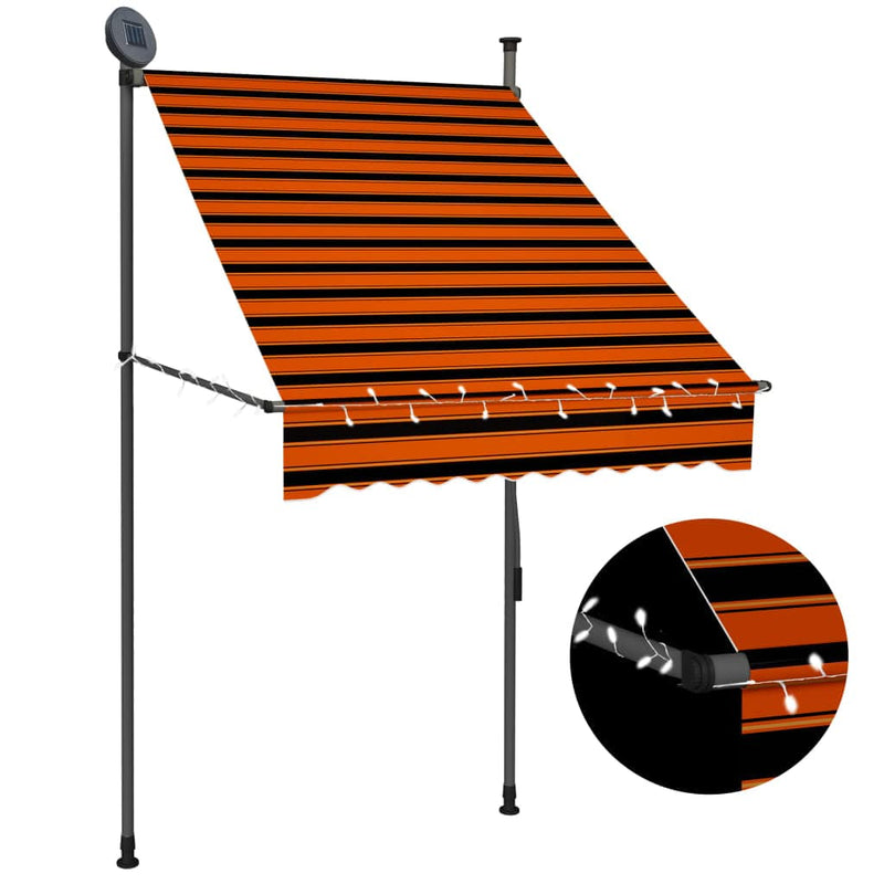 Sisäänkelattava markiisi LEDillä 100 cm oranssi ja ruskea - KIWAHome.com