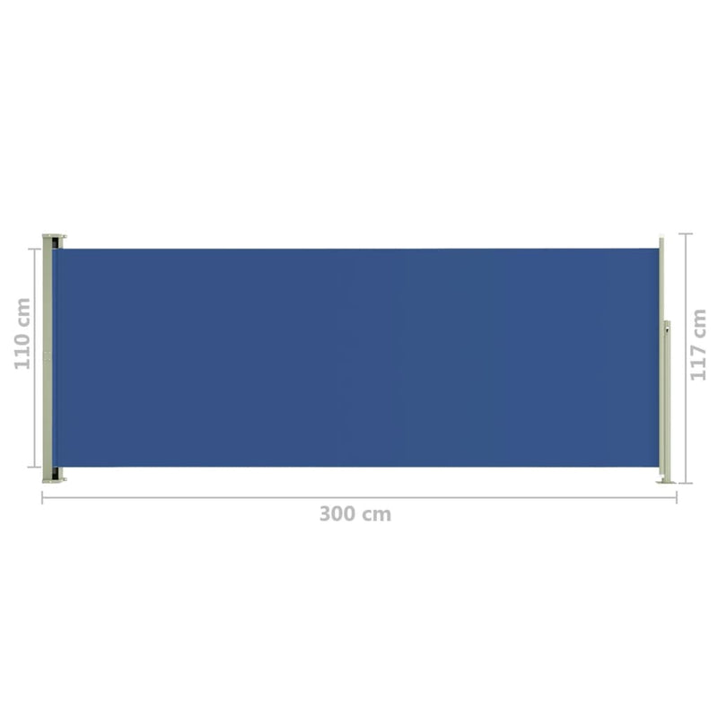 Sisäänvedettävä terassin sivumarkiisi 117x300 cm sininen - KIWAHome.com