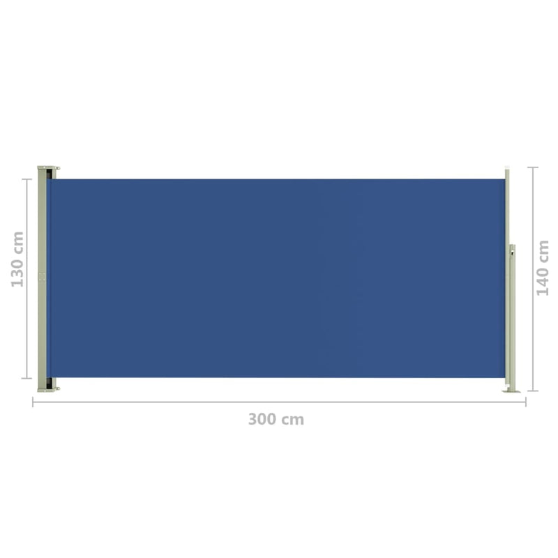 Sisäänvedettävä terassin sivumarkiisi 140x300 cm sininen - KIWAHome.com