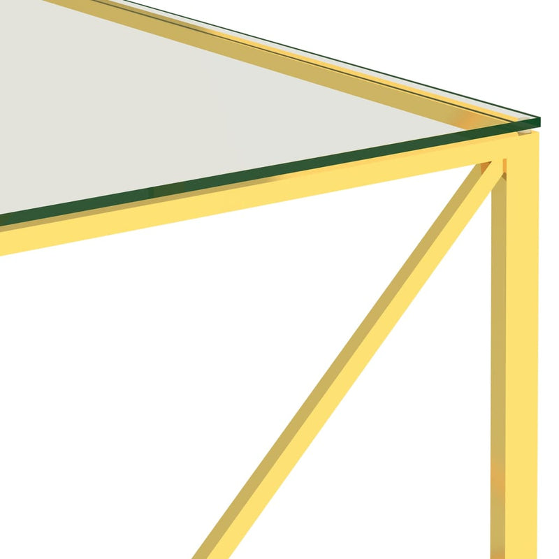 Sohvapöytä kulta 55x55x55 cm ruostumaton teräs ja lasi - KIWAHome.com