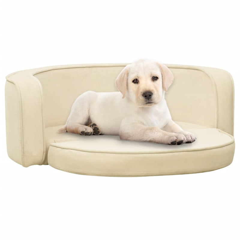 Taitettava koiran sohva kerma 73x67x26 cm plyysi pestävä - KIWAHome.com
