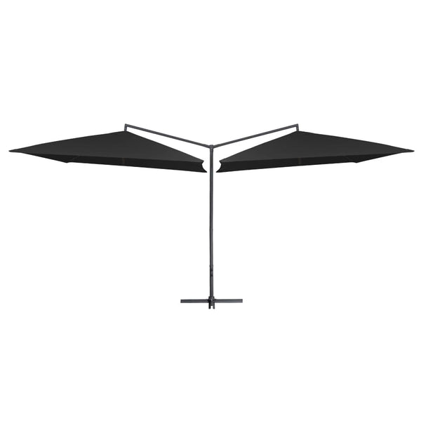 Tupla-aurinkovarjo terästanko 250x250 cm musta - KIWAHome.com