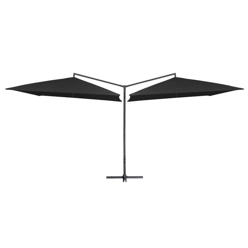 Tupla-aurinkovarjo terästanko 250x250 cm musta - KIWAHome.com